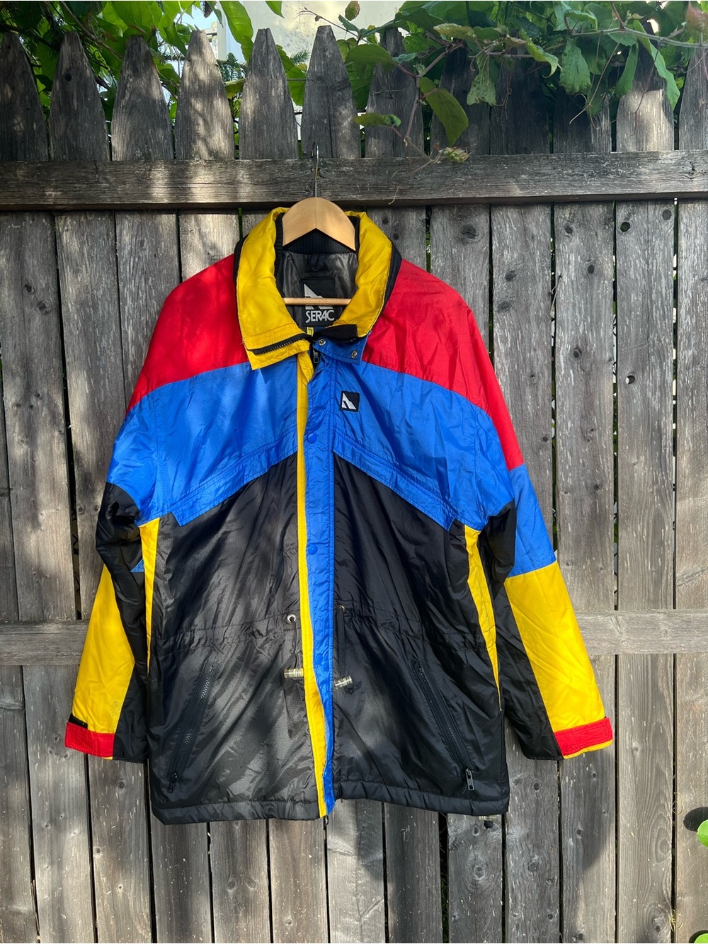Serac 90s Colorblock Windbreaker Jacket Red Blue Yellow Black Ski Vintage